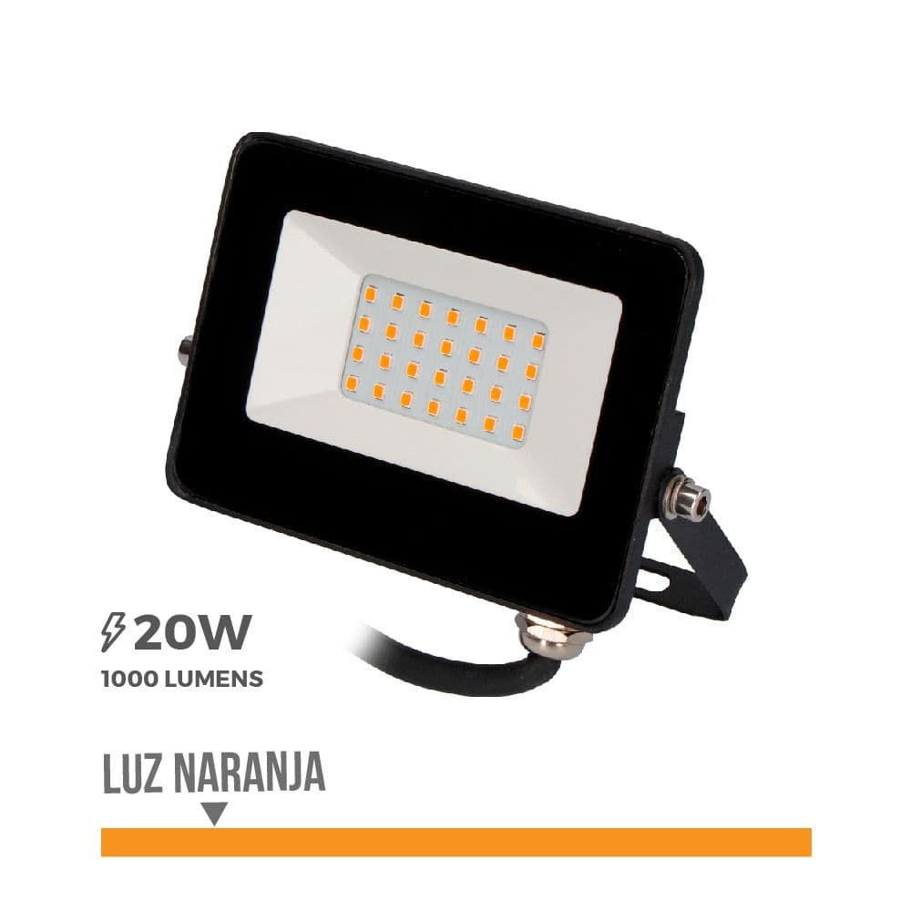 FOCO PROYECTOR LED 20 W 1000 lm LUZ NARANJA 12 x 8,8 x 2,4 cm
