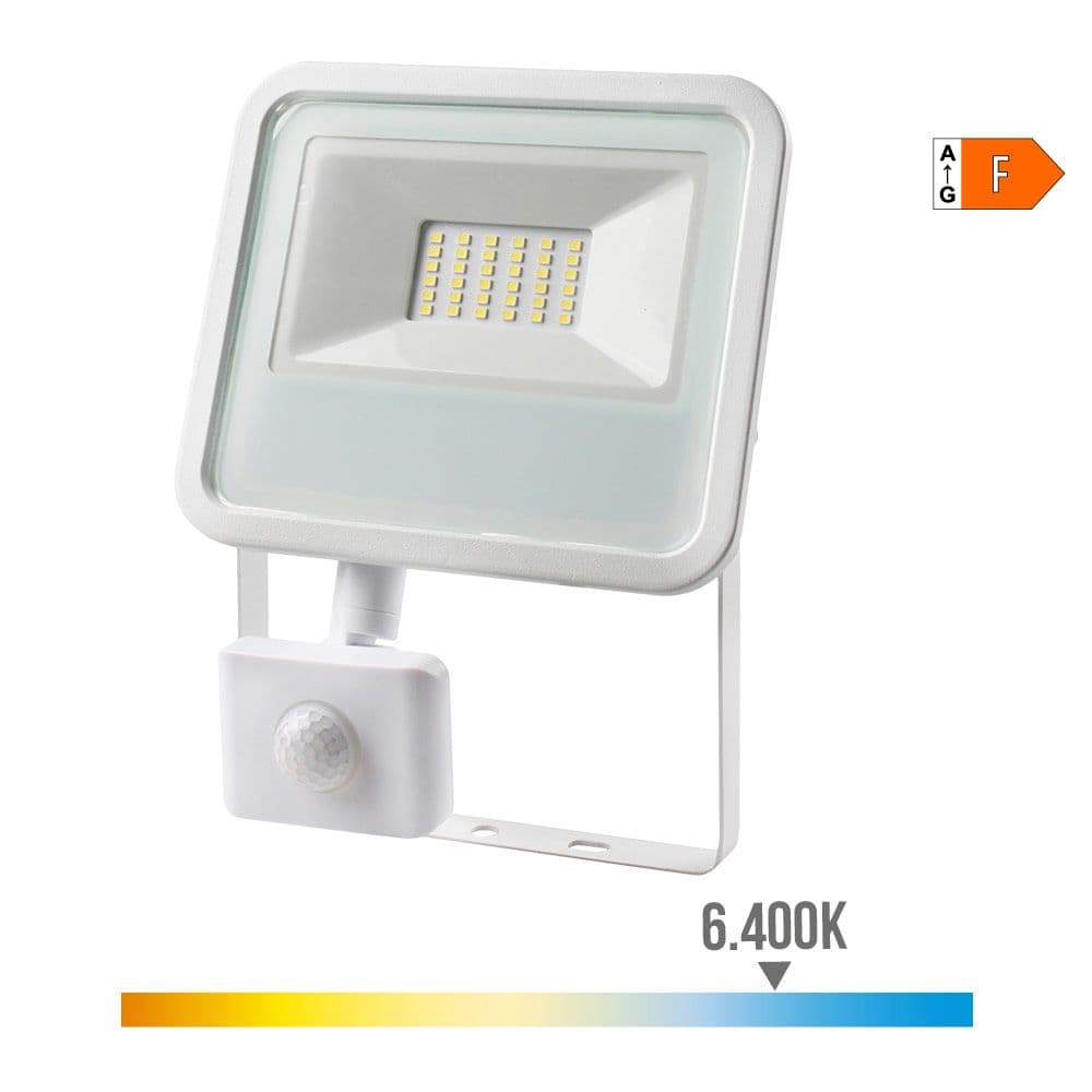 FOCO PROYECTOR LED CON SENSOR DE PRESENCIA 30 W, 2370 lm, 6400 K, LUZ FRÍA - 15,8 x 20 x 4,5 cm