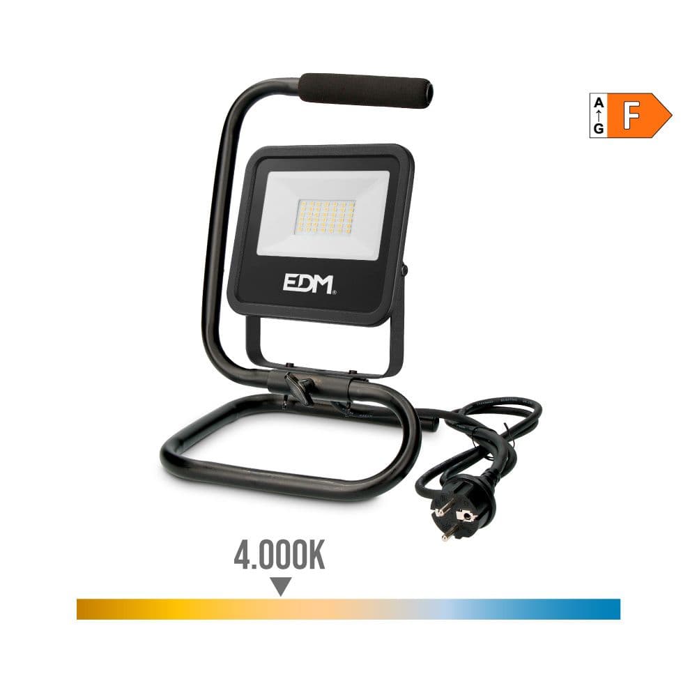 FOCO PROYECTOR LED CON PIE 30 W, 2370 lm, 4000 K, LUZ DÍA, BLACK SERIES - 22 x 21 x 32 cm