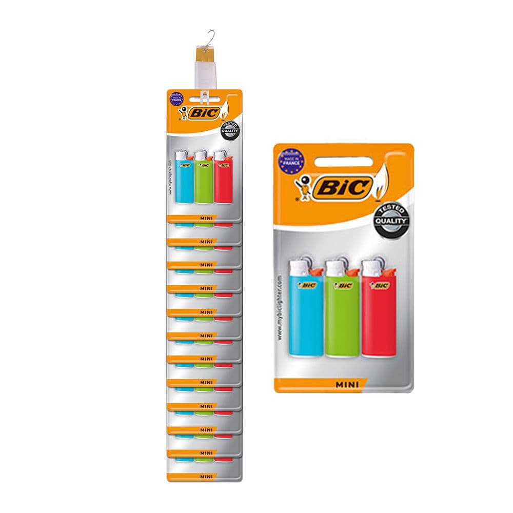 ENCENDEDOR MINI J25 COLORES SURTIDOS BLÍSTER 3 uds EN TIRA DE 12 uds