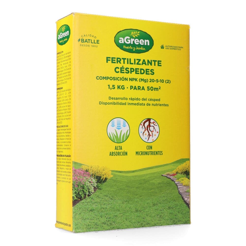 FERTILIZANTE GRANULADO PARA CÉSPED 1,5 kg - 50 m²