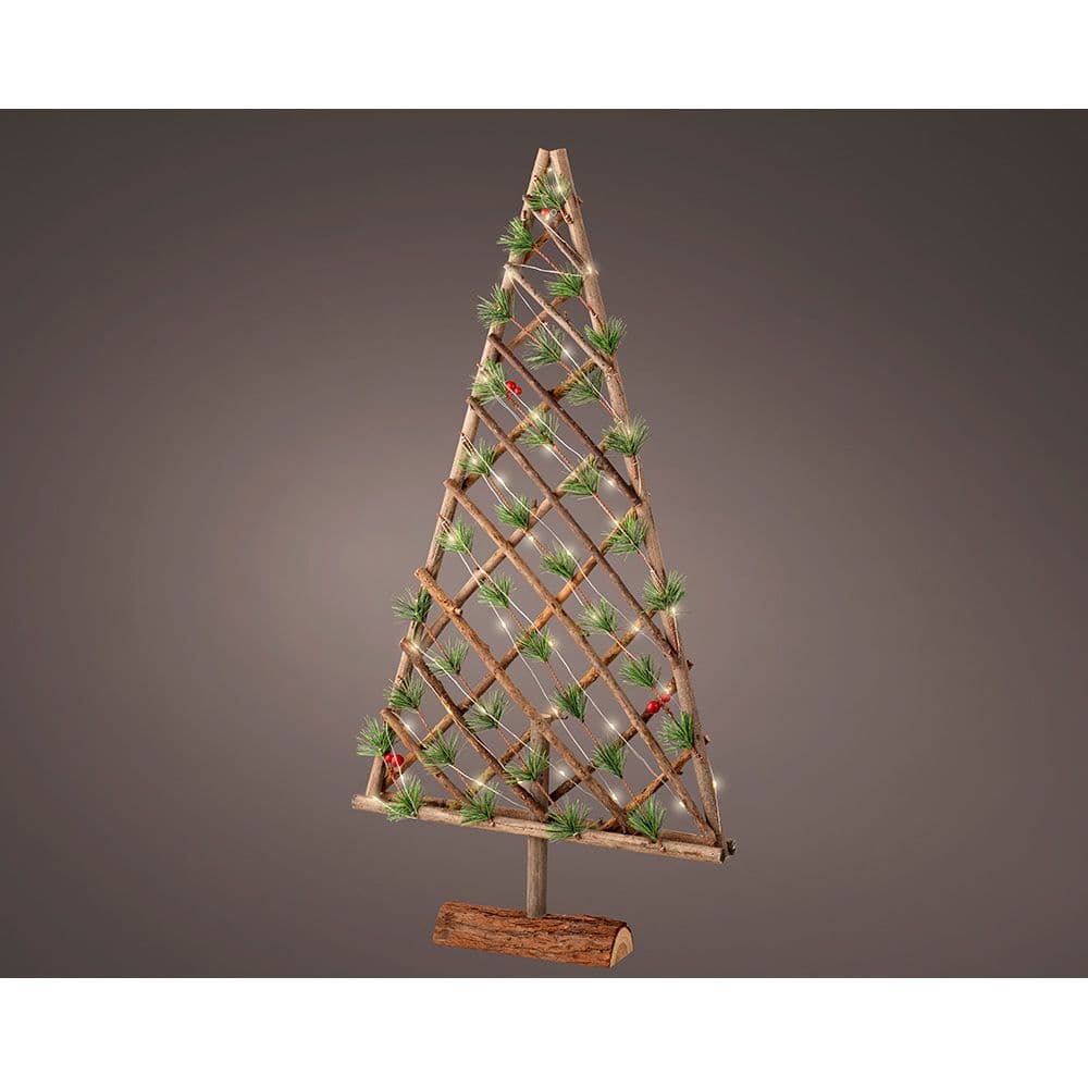 ÁRBOL DECORATIVO MicroLED DE MADERA, 80 cm