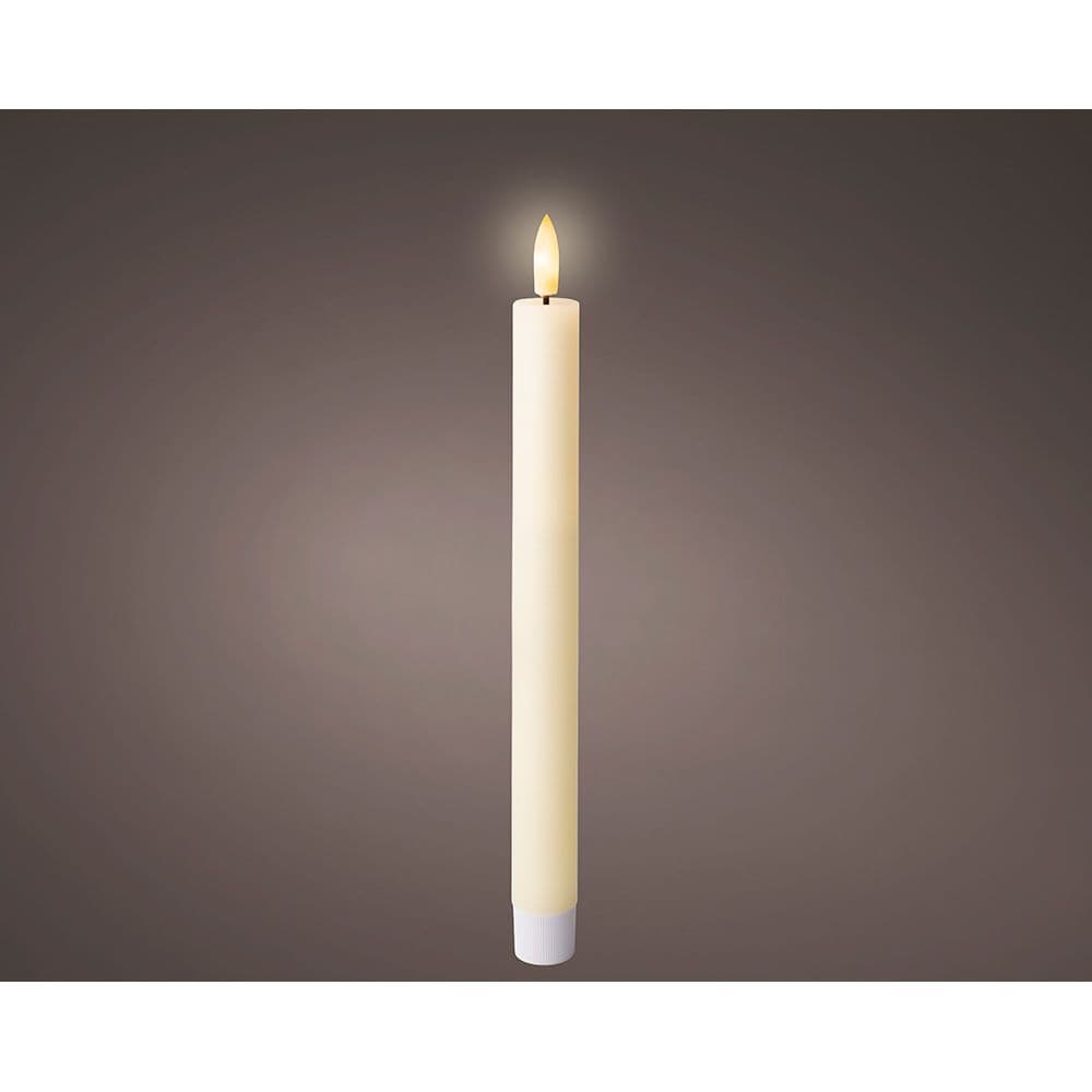 VELA DE CERA LED COLOR BEIGE Ø2,2 x 24,5 cm. PACK 2 uds