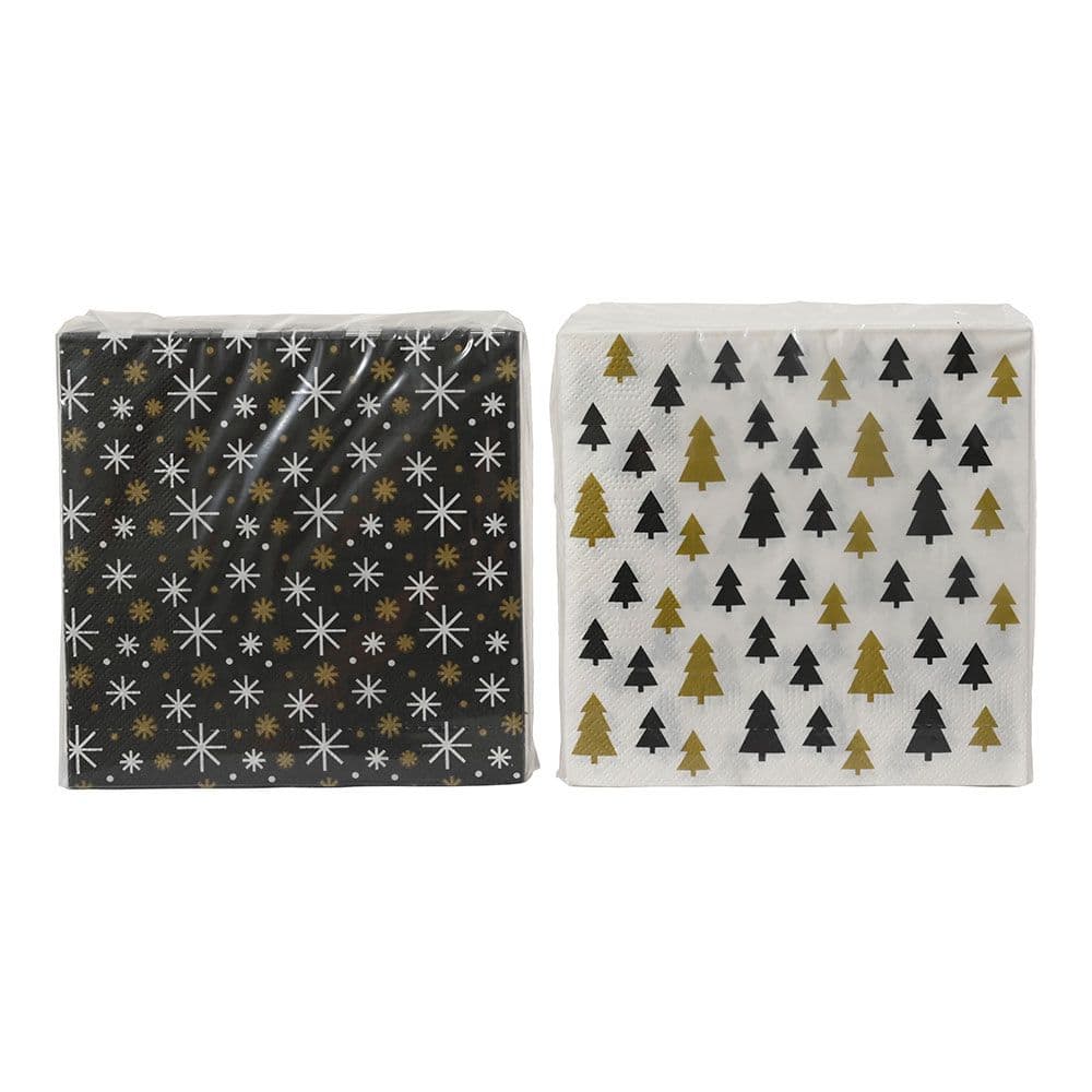 SERVILLETAS DE PAPEL ESTAMPADAS DORADO, NEGRO Y BLANCO 33 x 33 cm