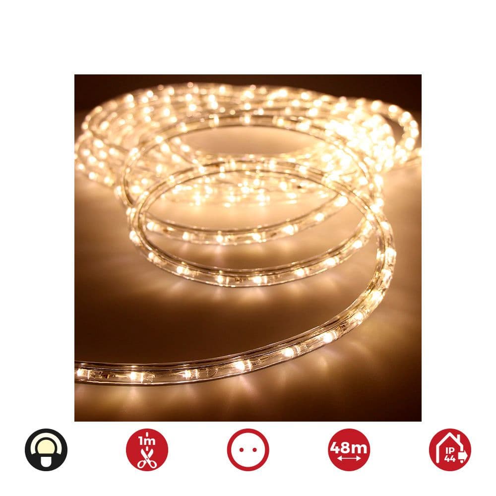 TUBO FLEXILED 2 VIAS FIJO 48 m 30 LEDS/m IP44 BLANCO CÁLIDO