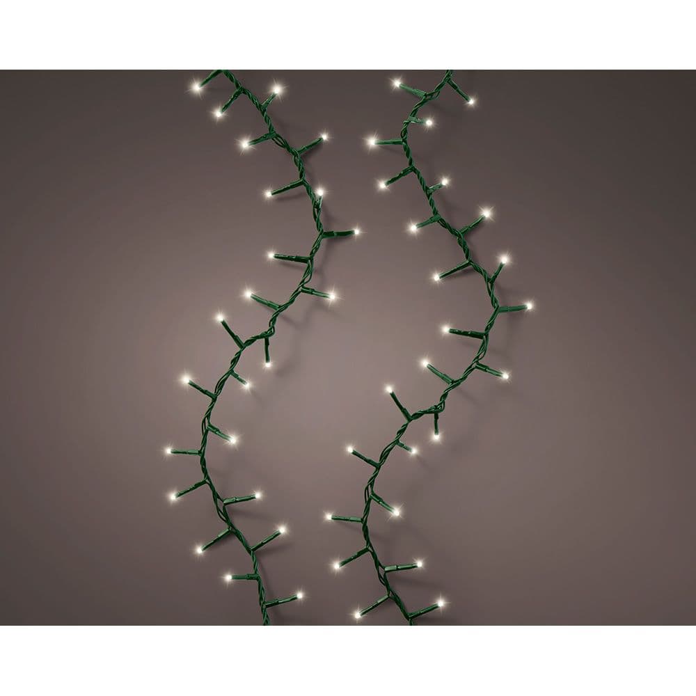 GUIRNALDA LED COMPACT CONNECT (INTERCONECTABLE) MULTIFUNCIÓN 500 LEDS LUZ CÁLIDA CON EFECTO INTERMITENTE CABLE VERDE EXTERIOR 11 m