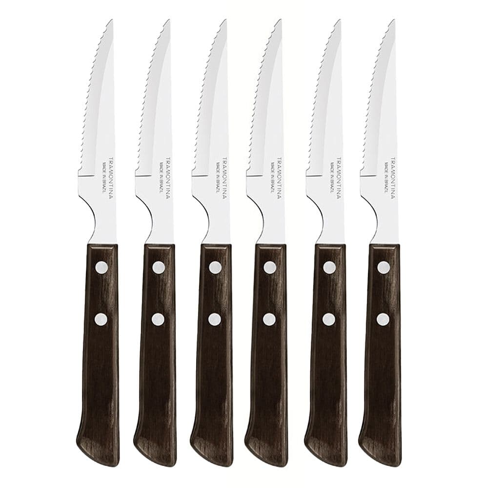 CUCHILLOS DE ASADO POLYWOOD CASTAÑO 10,16 cm 6 uds