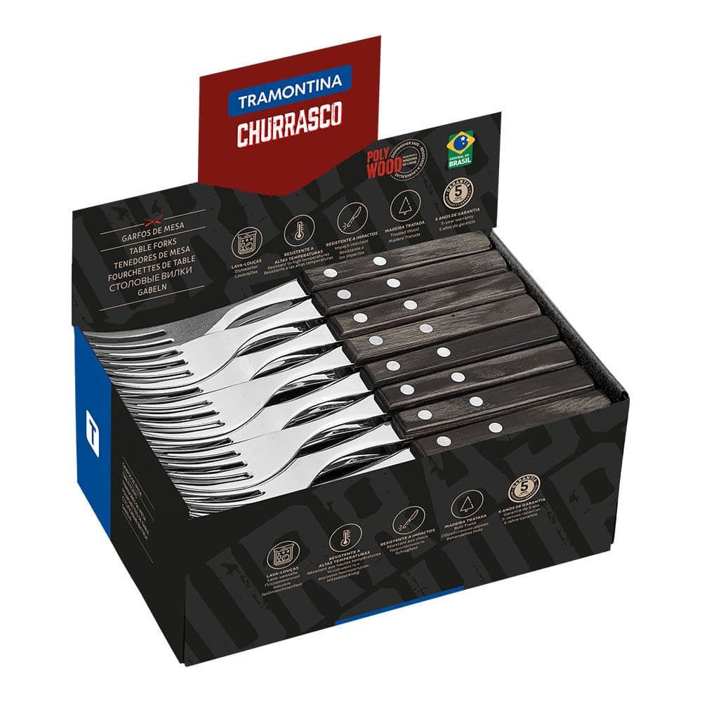 TENEDOR DE MESA POLYWOOD CASTAÑO EXPOSITOR 60 uds