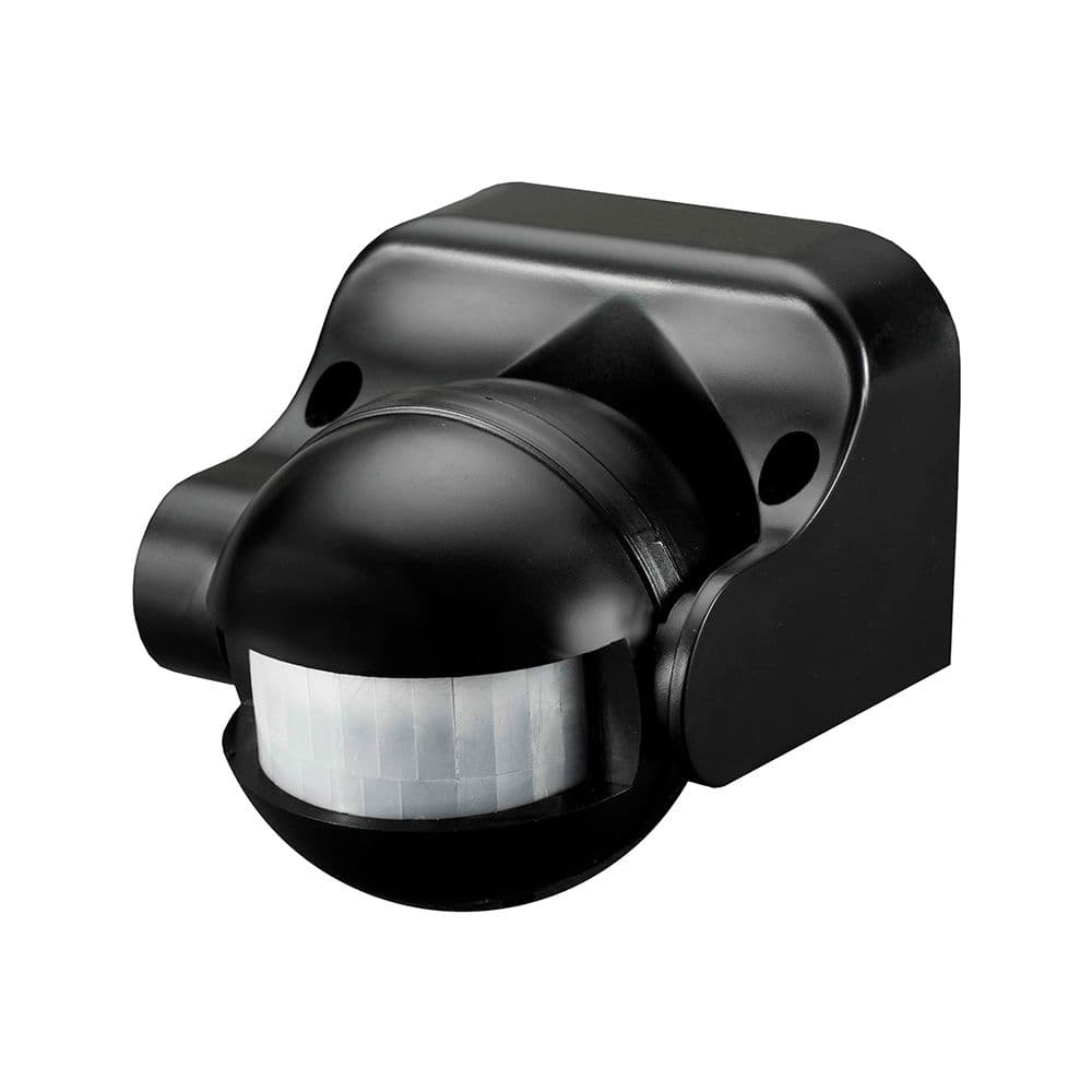 SENSOR DE MOVIMIENTO CON REGULADOR NOCHE/DIA ORIENTABLE 180° IP44 NEGRO