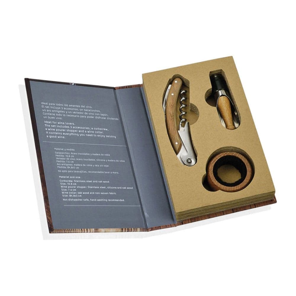 ESTUCHE DE 3 ACCESORIOS PARA VINO 11,5 x 17,5 x 3 cm