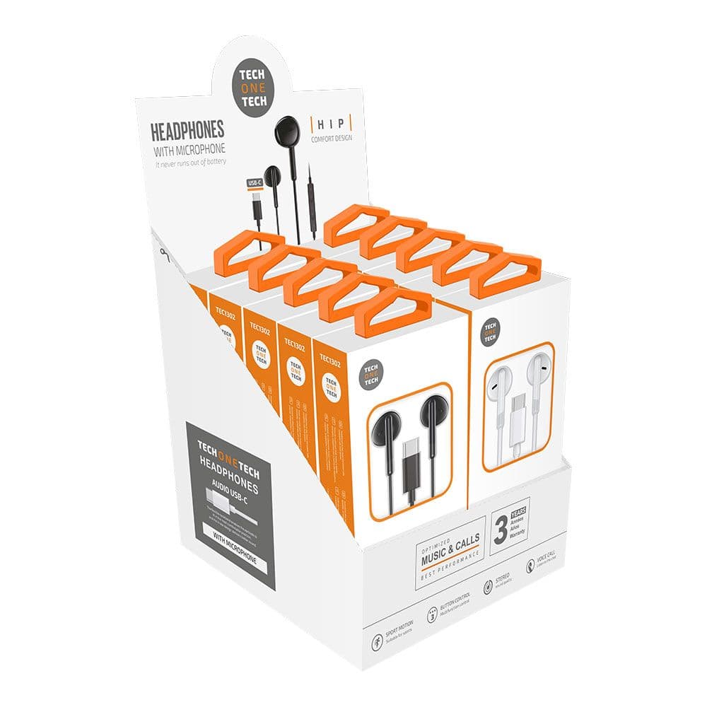 EXPOSITOR AURICULARES EARTECH HIP CON USB-C, 10 uds