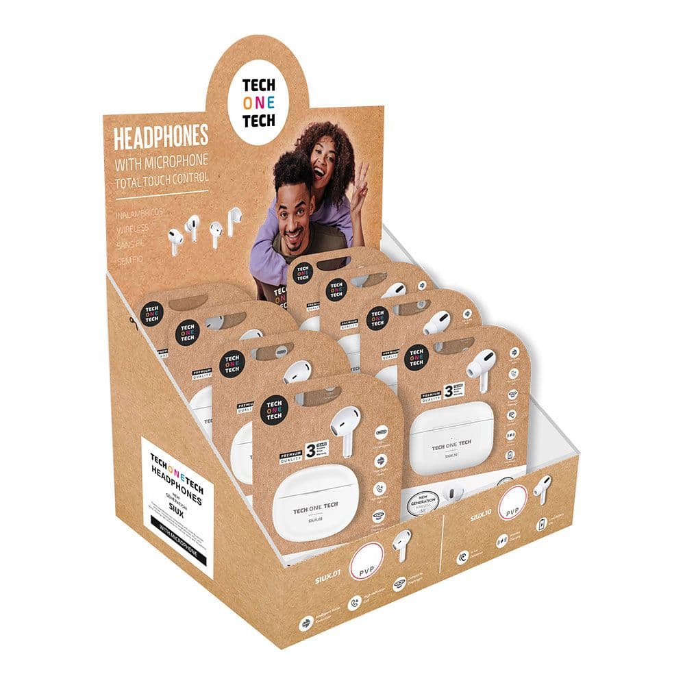 EXPOSITOR AURICULARES INALAMBRICOS SIUX 8 UND. TECH ONE TECH