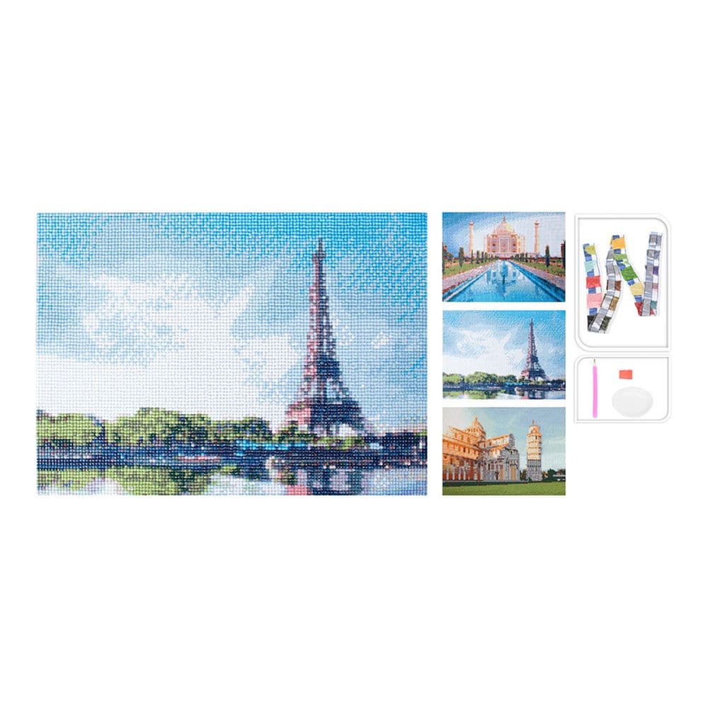 MANUALIDAD DE DIAMANTES DE PLÁSTICO, DISEÑOS VARIADOS DEL MUNDO, 492100240, BASICS