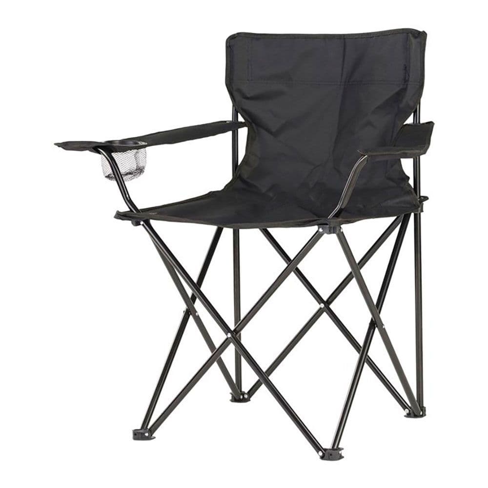 SILLA DE CAMPING PLEGABLE NEGRA, 80 x 83,5 x 51 cm