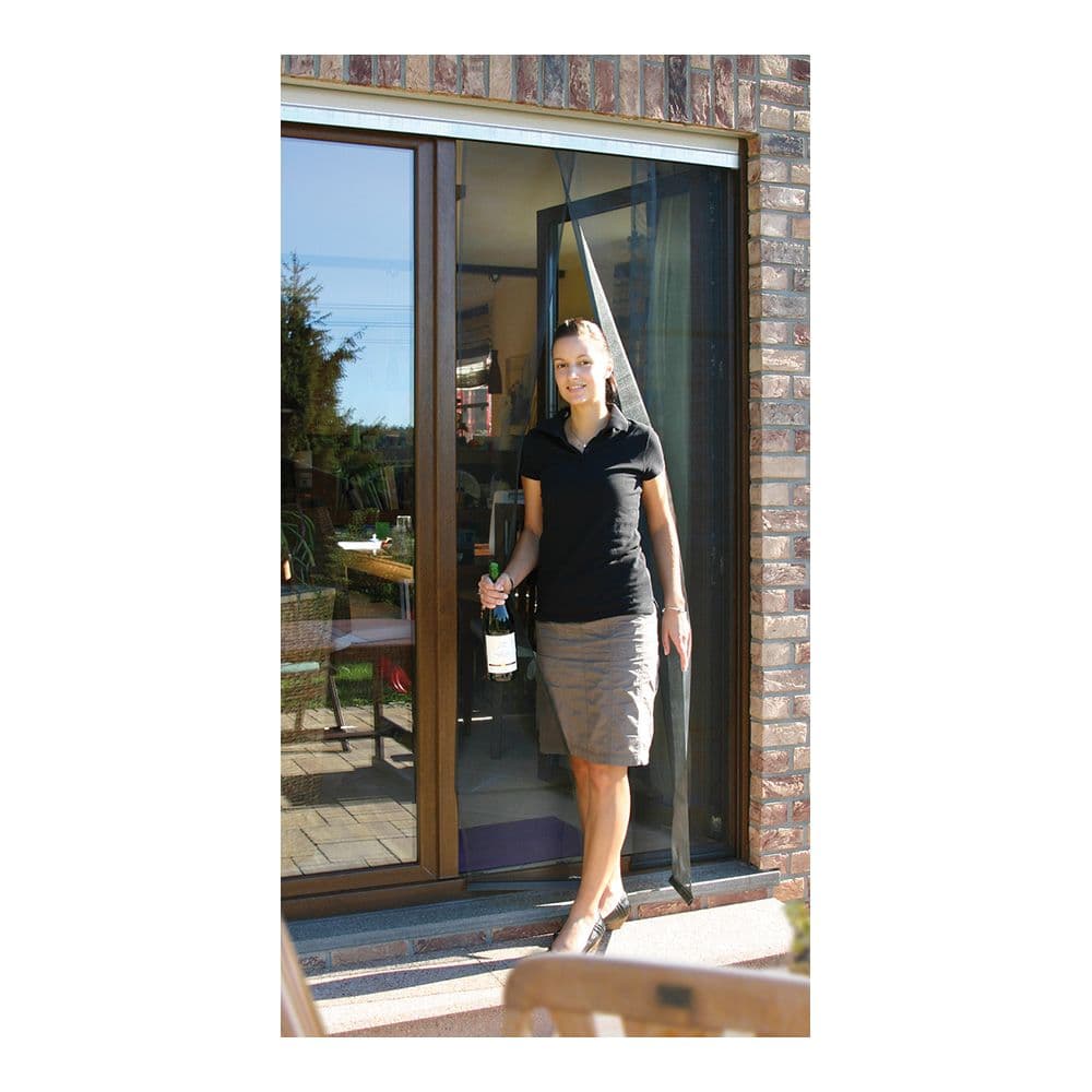 MOSQUITERA CORTINA TELESCÓPICA, ANTRACITA, 3 piezas, 70-95 x 220 cm