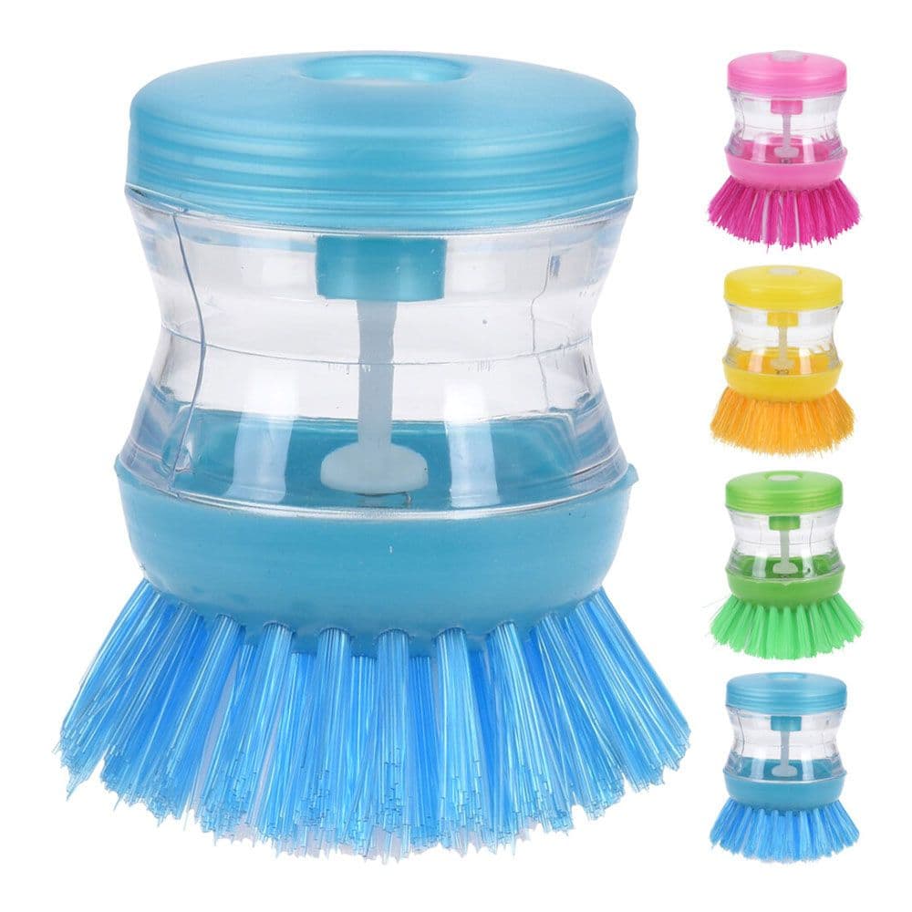 CEPILLO LAVAPLATOS CON DOSIFICADOR DE JABÓN, COLORES SURTIDOS, Ø5 x 9 cm
