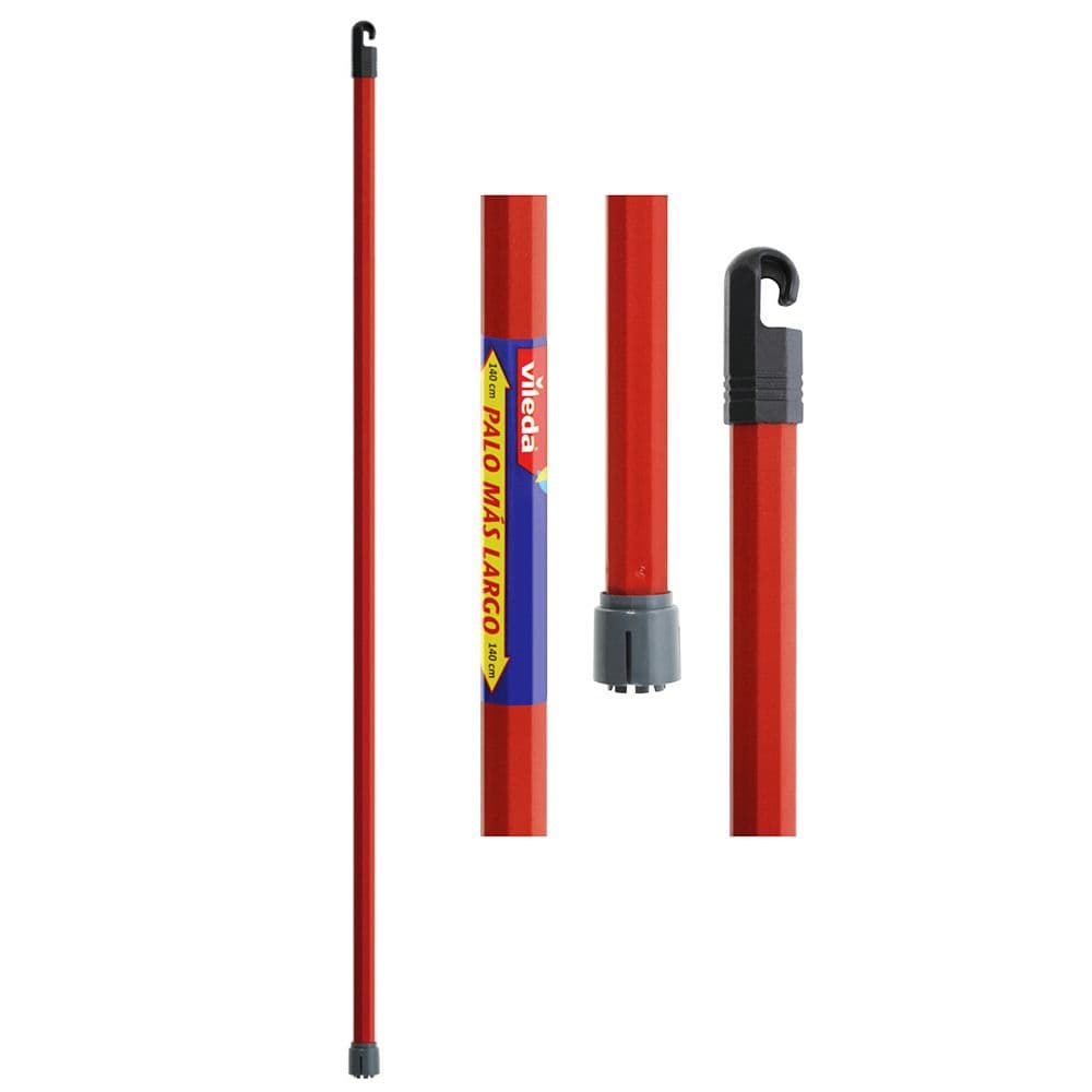 PALO PARA FREGONA CON ENGANCHE MONOCLICK ROJO 140 cm