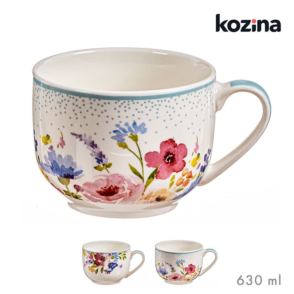 TAZÓN CON DISEÑO DE FLORES MODELOS VARIADOS 630 ml