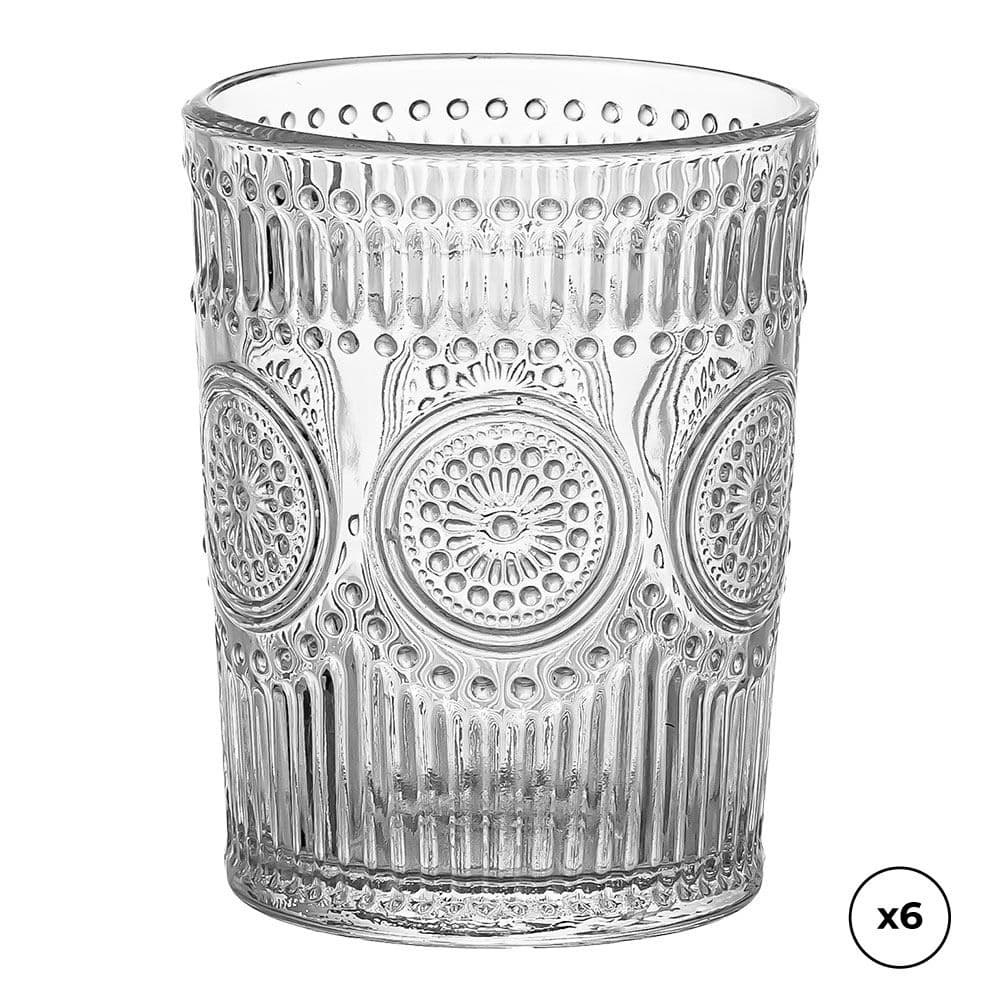VASO DE CRISTAL CON RELIEVE 300 ml, 6 uds