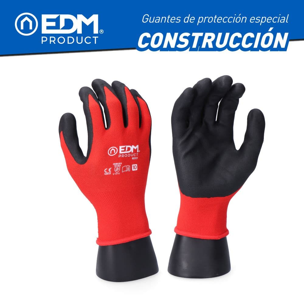 GUANTE POLIÉSTER CON PALMA LATEX PARA CONSTRUCCIÓN, T-08