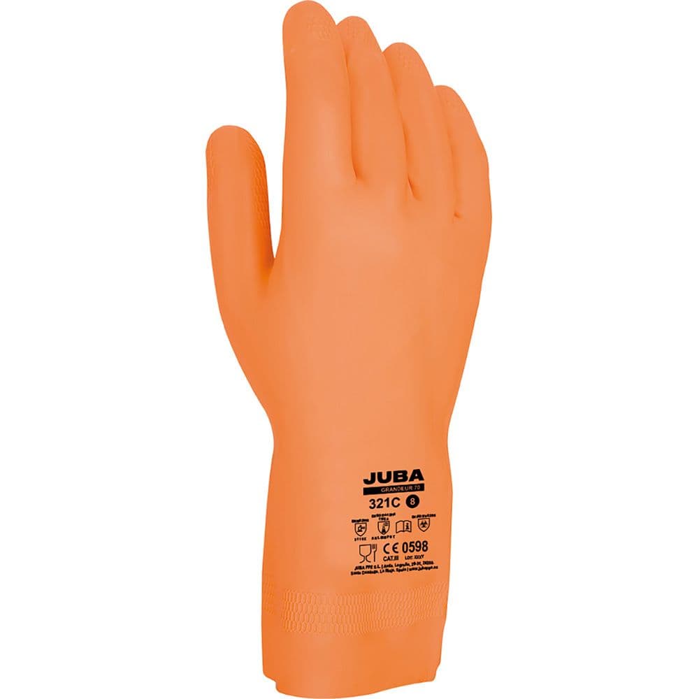 GUANTE LÁTEX / NEOPRENO, FLOCADO INTERIOR ALGODÓN, NARANJA, T-10