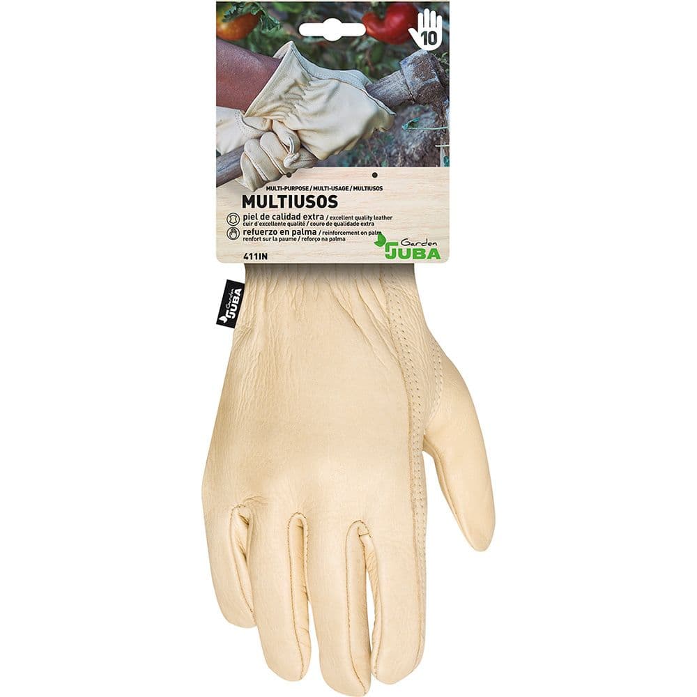GUANTE PIEL FLOR VACUNO REFORZADO PARA JARDINERÍA, T-10
