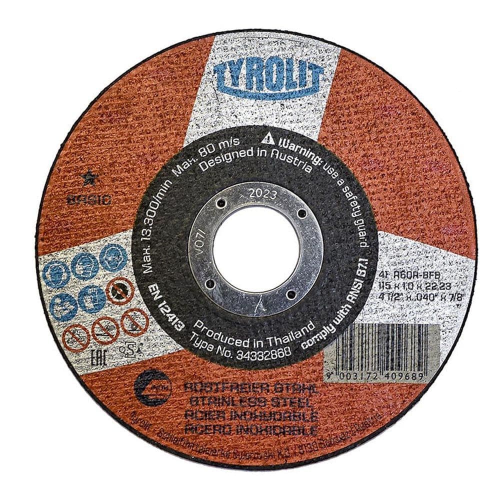 DISCO CORTE ACERO INOX 41C Ø115 x 1,0 x 22,23 mm A60R-BFB