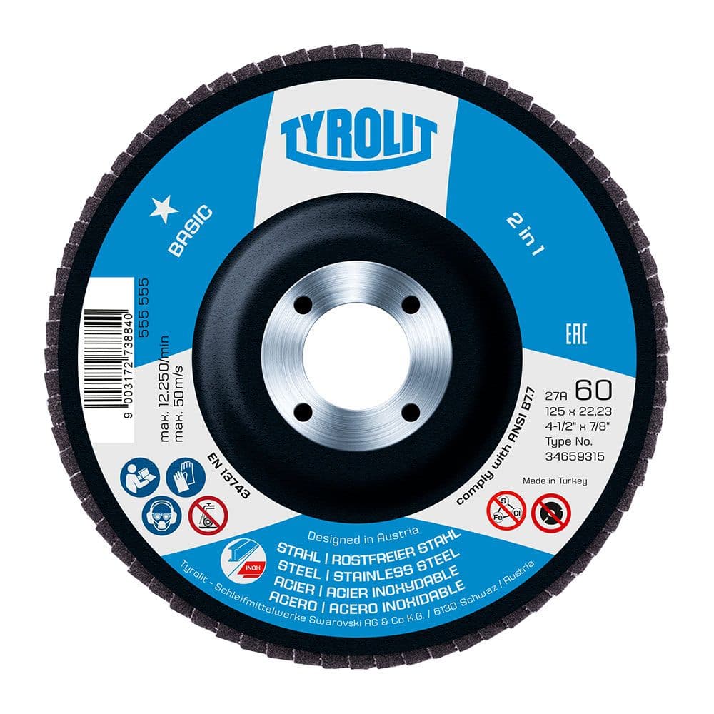 DISCO LÁMINAS 27CLA Ø125 x 22,23 mm, GRANO 60