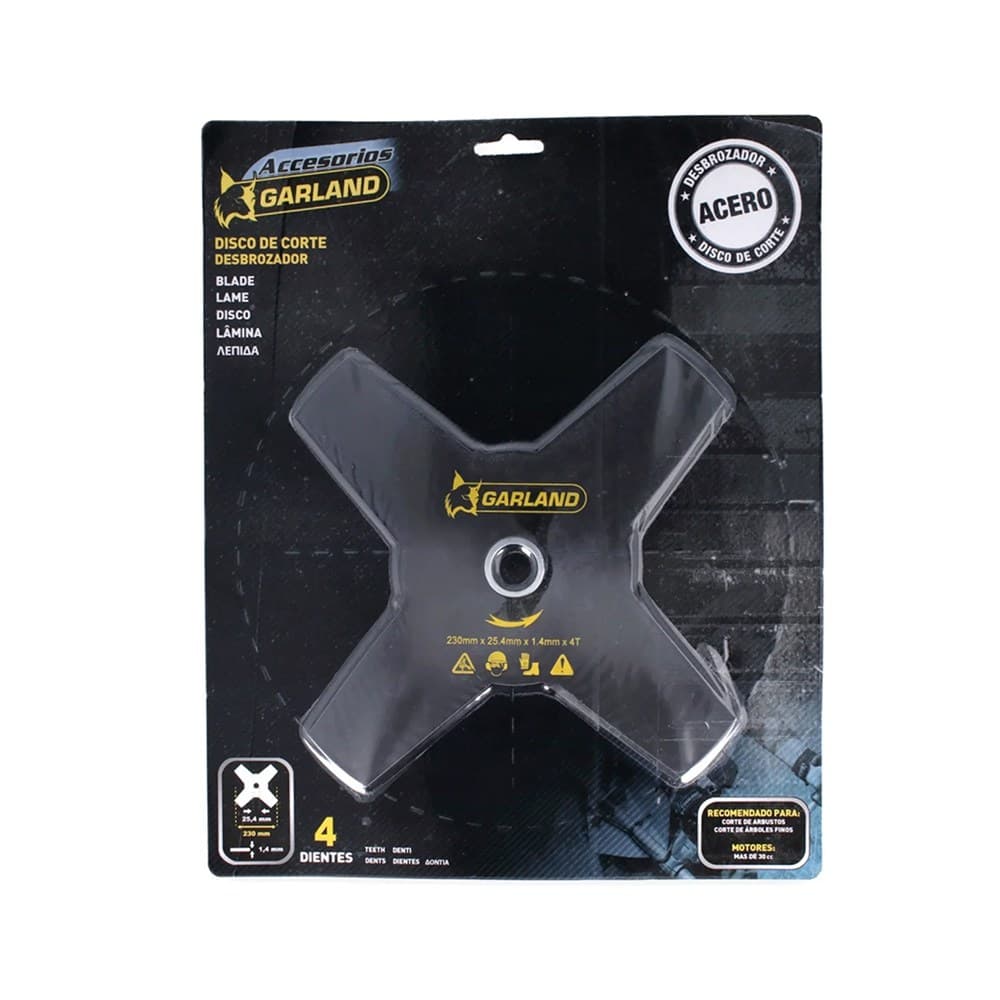 DISCO DE CORTE PARA DESBROZADORA, 4 DIENTES, Ø230 x 1,4 x 25,4 mm