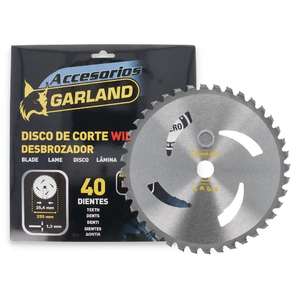 DISCO DE CORTE PARA DESBROZADORA, 40 DIENTES, Ø255 x 1,3 x 25,4 mm