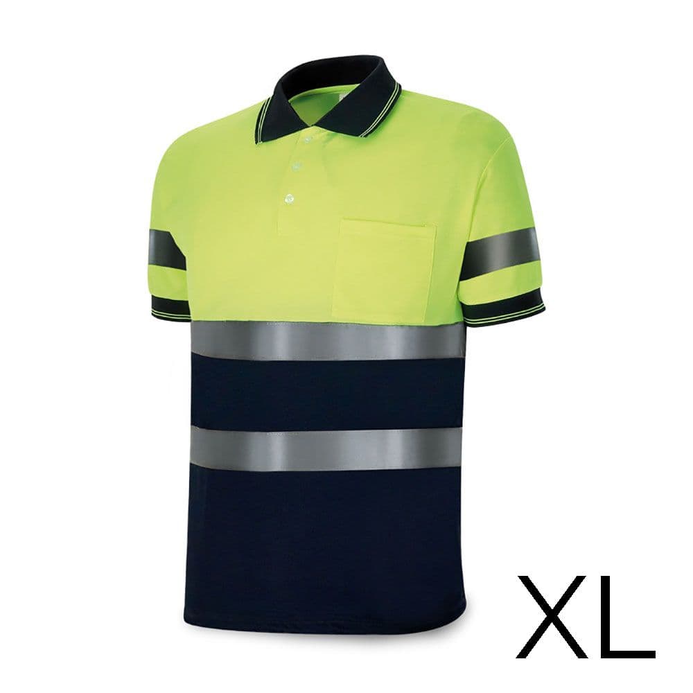 POLO ALTA VISIBILIDAD BICOLOR MANGA CORTA. TEJIDO POLIESTER 160g. TRANSPIRABLE TALLA XL 1288PAVXMCYFA/XL