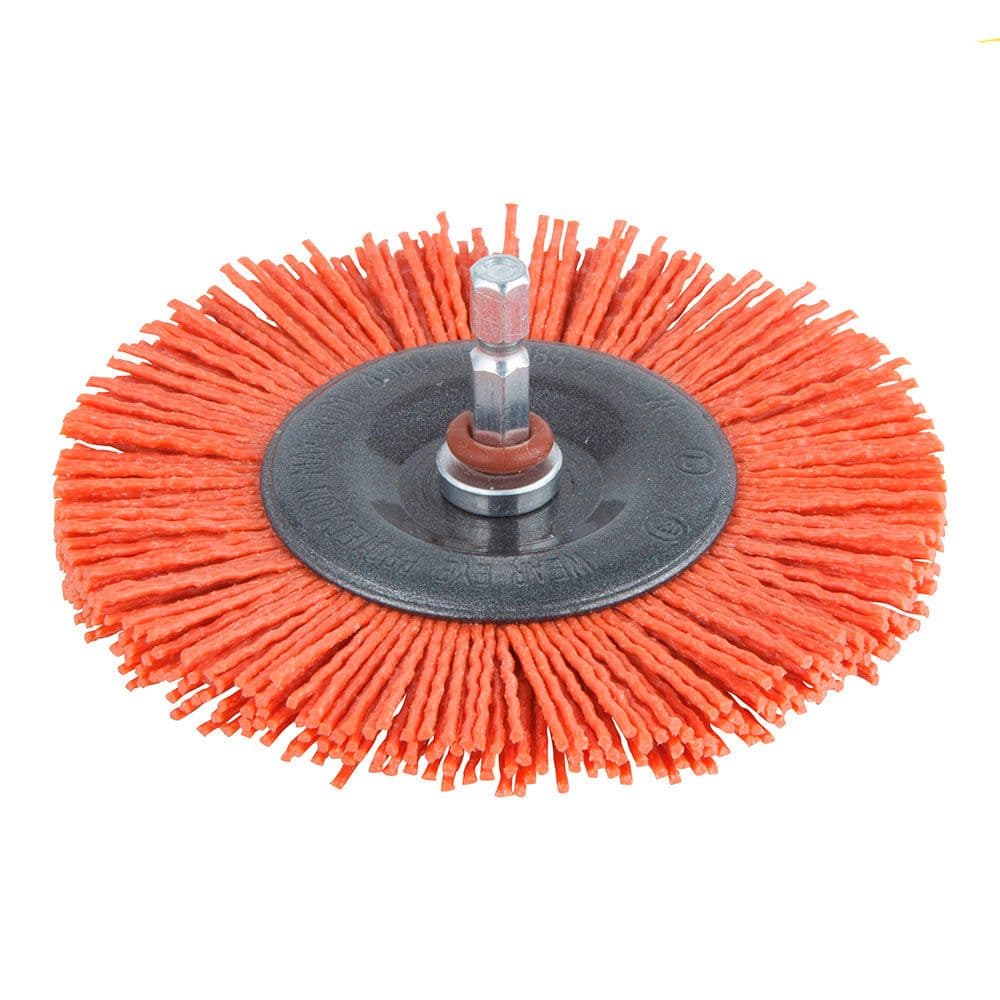 CEPILLO DE DISCO DE NYLON, VÁSTAGO HEXAGONAL ¼ pulg Ø100 x 10 mm