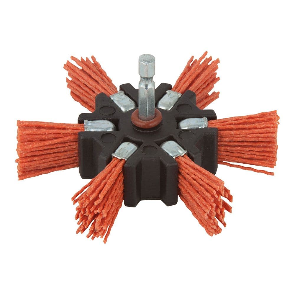 CEPILLO DE ABANICO DE ALAMBRE DE NYLON VÁSTAGO HEXAGONAL Ø100 x 20 mm