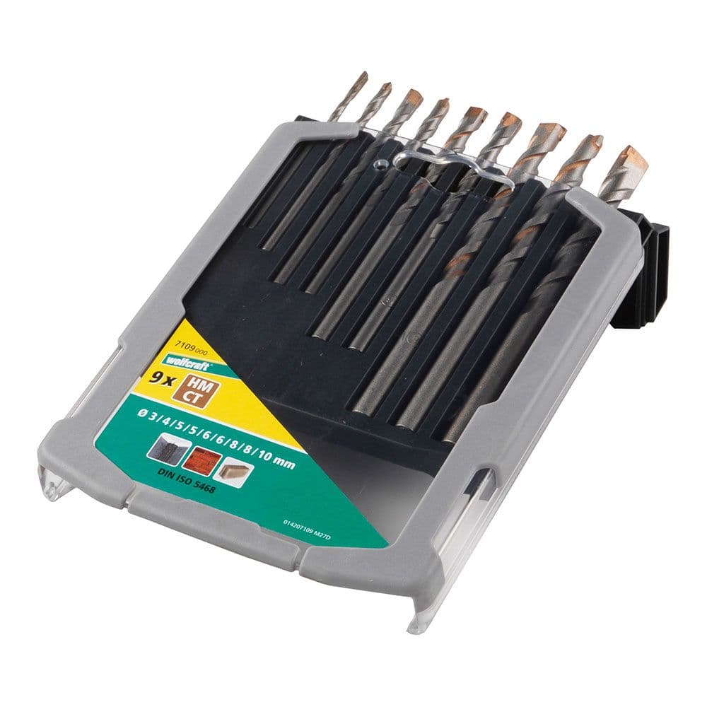 BROCA ESPECIAL PARA HORMIGÓN, JUEGO 9 PIEZAS, Ø3,00 - Ø10,00 mm