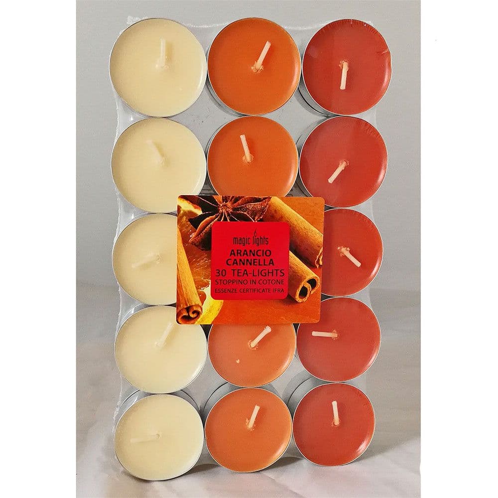 PACK 30 unid. VELAS CON AROMA NARANJA-CANELA 3,7cm MAGIC LIGHTS