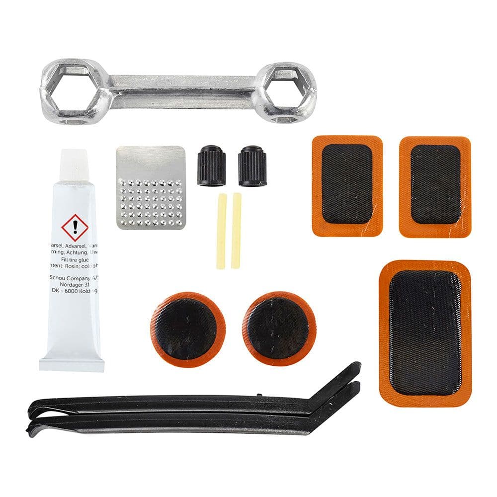KIT REPARACIÓN PINCHAZOS CON HERRAMIENTA, 14 piezas