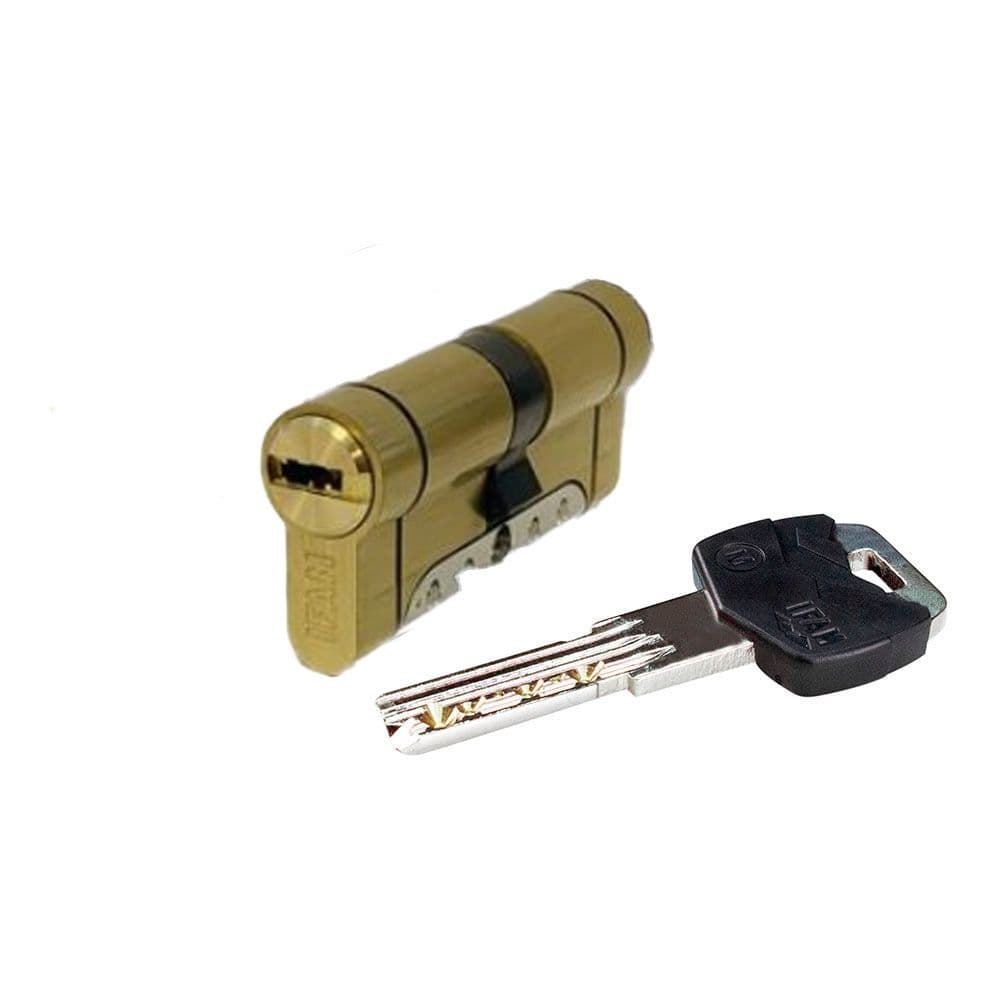 CILINDRO IRIDIUM M IRM3030LD LATÓN 60mm (30+30mm) LEVA LARGA 15mm CON 5 LLAVES DE SEGURIDAD. IFAM