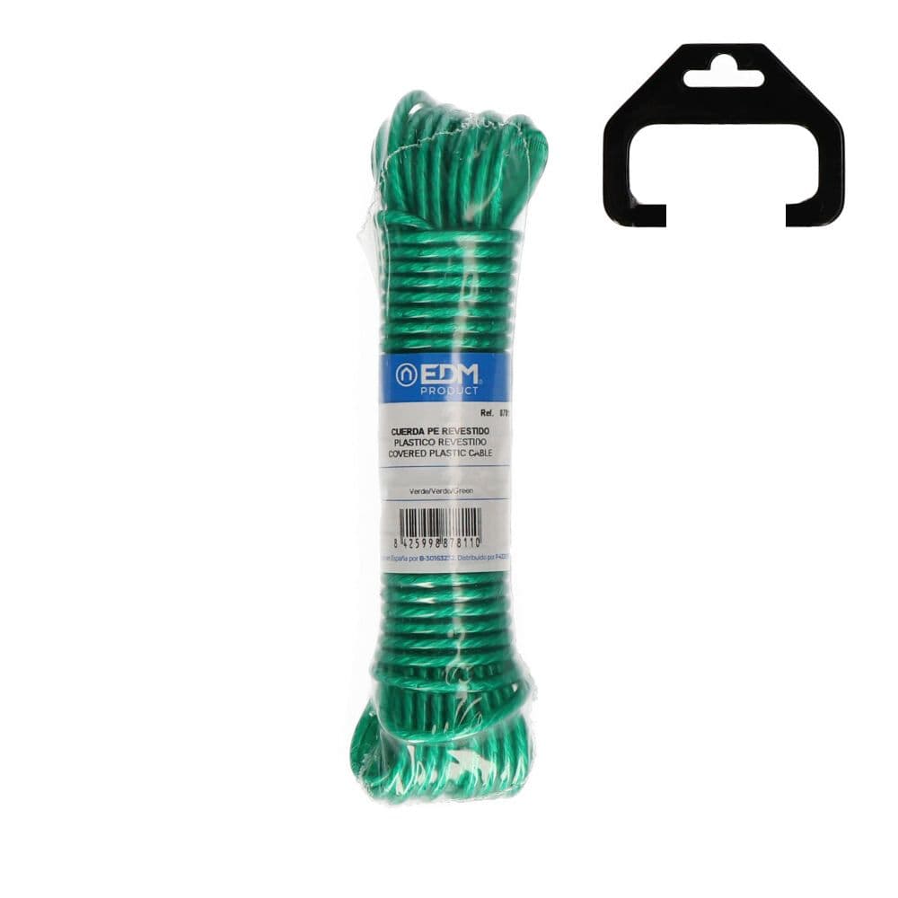 CUERDA PLÁSTICO VERDE REVESTIDO PVC TENDEDERO 15 m