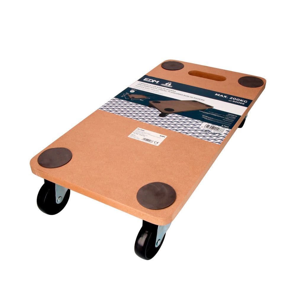 CARRETILLA CON BASE DE MADERA PESO MÁXIMO 200kg, MEDIDAS: 58x30x12cm