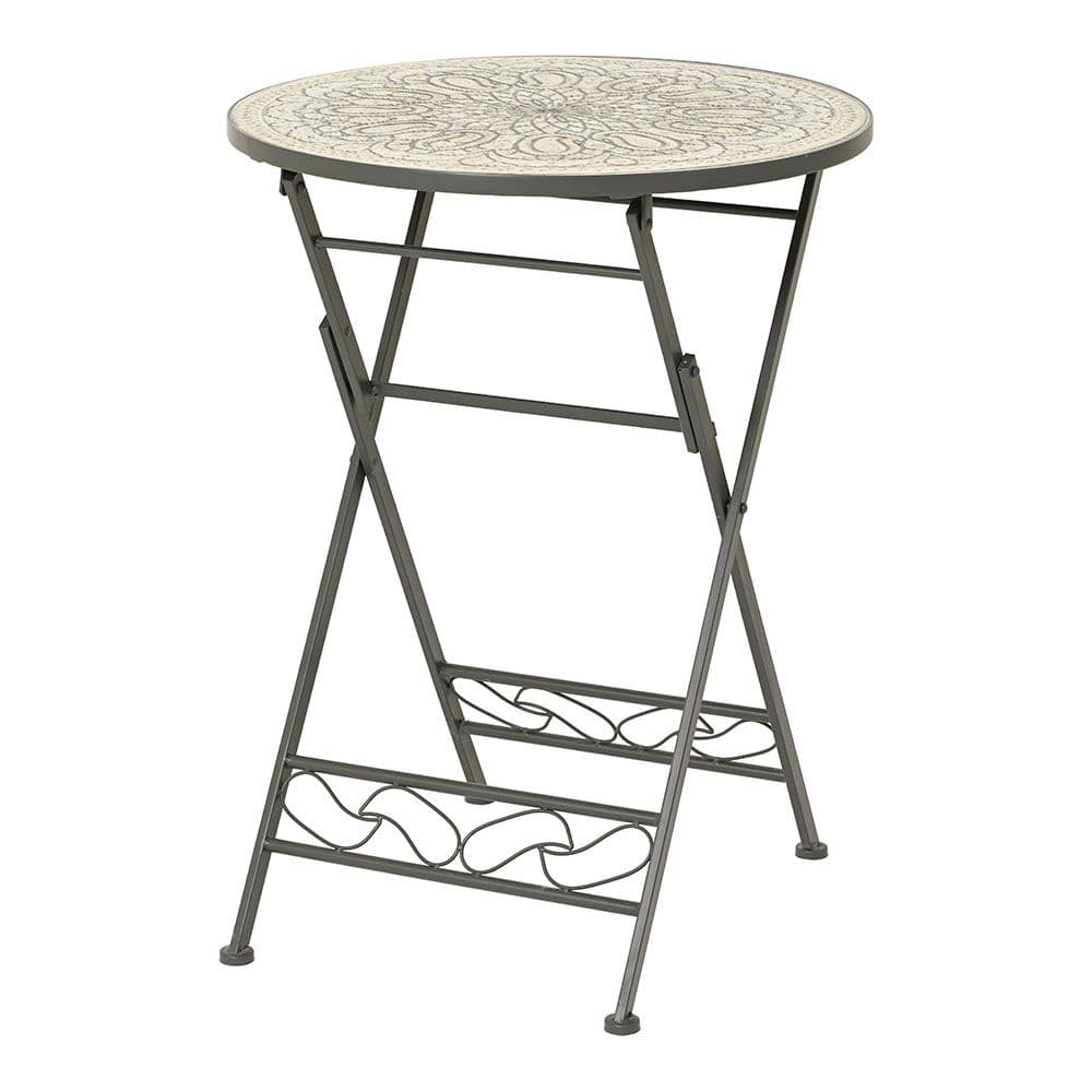 MESA METÁLICA/MOSAICO PLEGABLE BISTRO COLOR NEGRO PARA EXTERIOR Ø60 x 76 cm