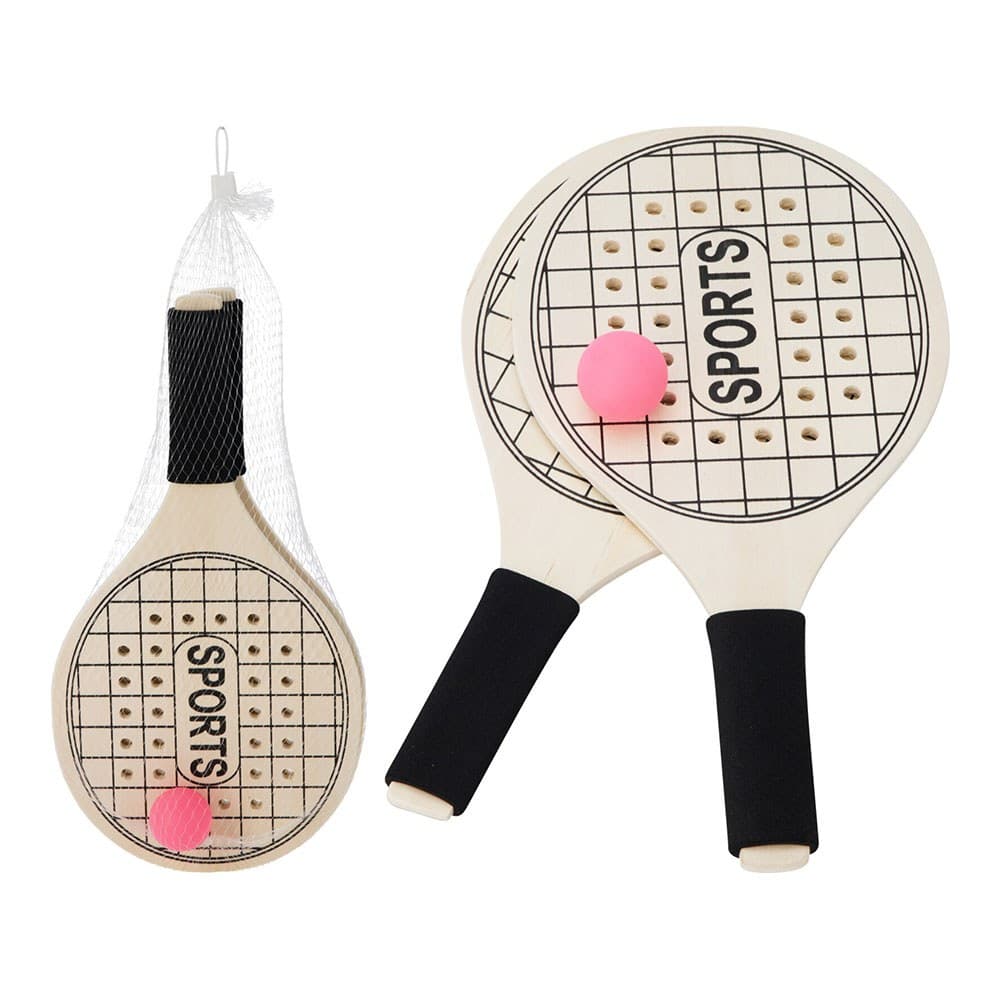 RAQUETAS DE MADERA PARA LA PLAYA, 375 x 195 x 8 mm