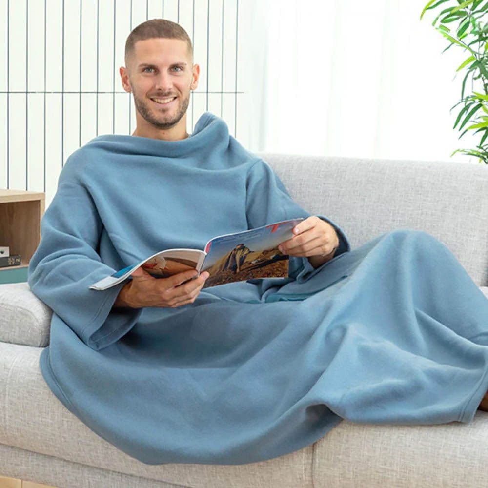 BATAMANTA INDIVIDUAL CON BOLSILLO CENTRAL FABOULAZY AZUL 130 x 170 cm