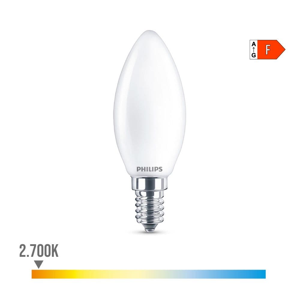 BOMBILLA VELA LED E14 4,3 w 470 lm 2700 k LUZ CALIDA Ø3,5 x 9,7 cm