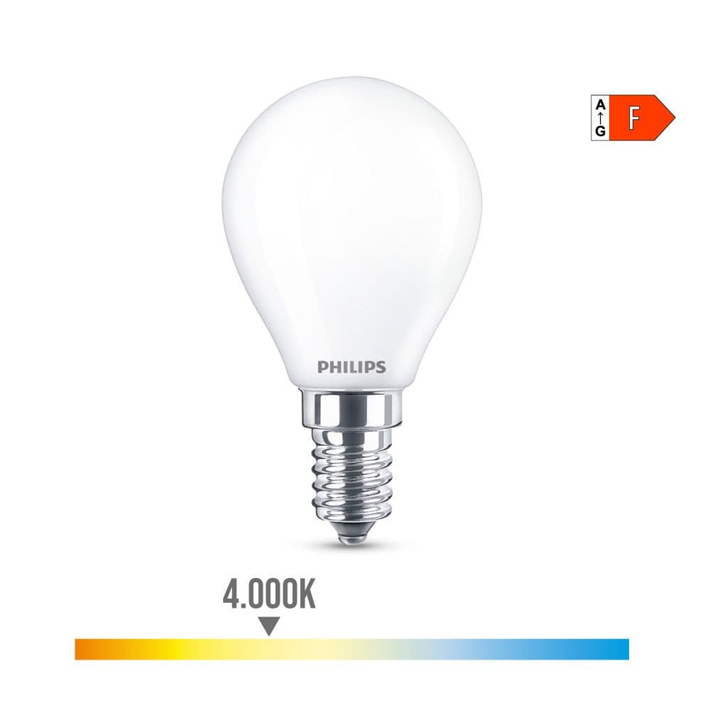 BOMBILLA ESFERICA LED E14 4,3 w 470 lm 4000 k LUZ DIA Ø4,5 x 8,2 cm