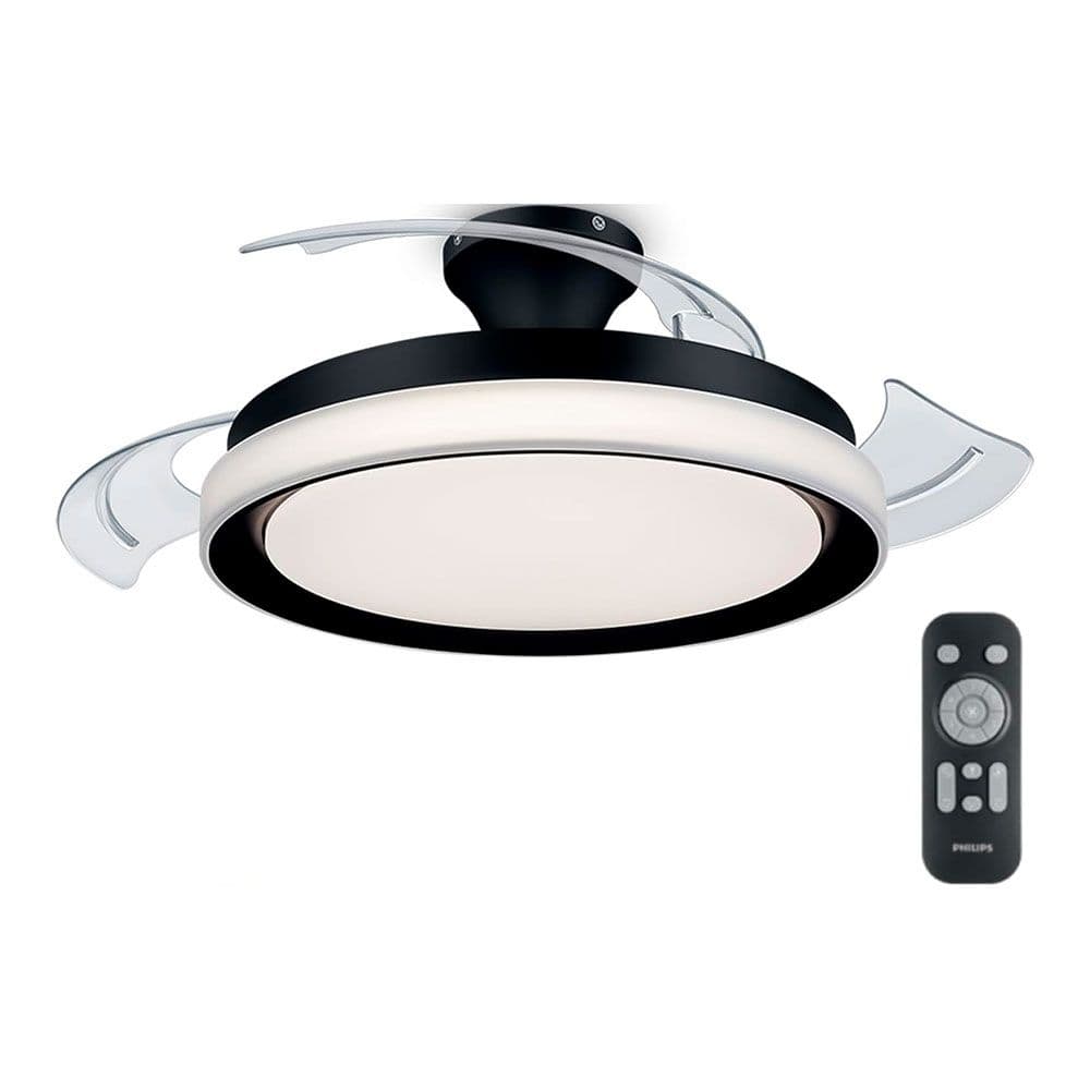 VENTILADOR DE TECHO DE LED MODELO BLISS. COLOR NEGRO. POTENCIA: 28 + 35 W ASPAS: Ø 106 cm CON MANDO A DISTANCIA
