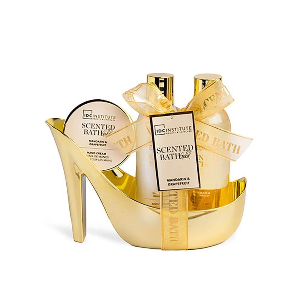 CESTA BAÑO ZAPATO DORADO G180 + BODY 180 ml + CR MANOS 50 ml