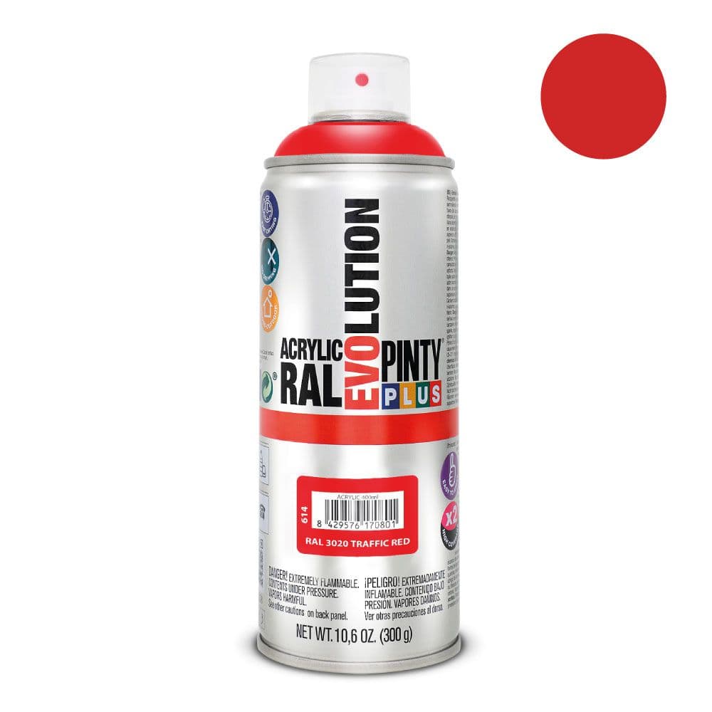 PINTURA ACRÍLICA SPRAY EVOLUTION 520 cc RAL 3020 TRAFFIC RED 300 g