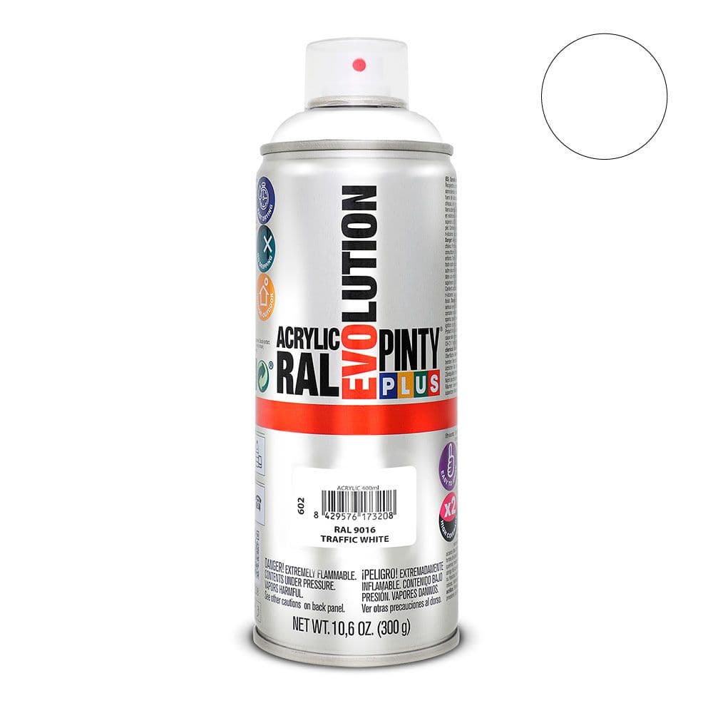 PINTURA ACRÍLICA SPRAY EVOLUTION 520 cc RAL 9016 BLANCO TRÁFICO