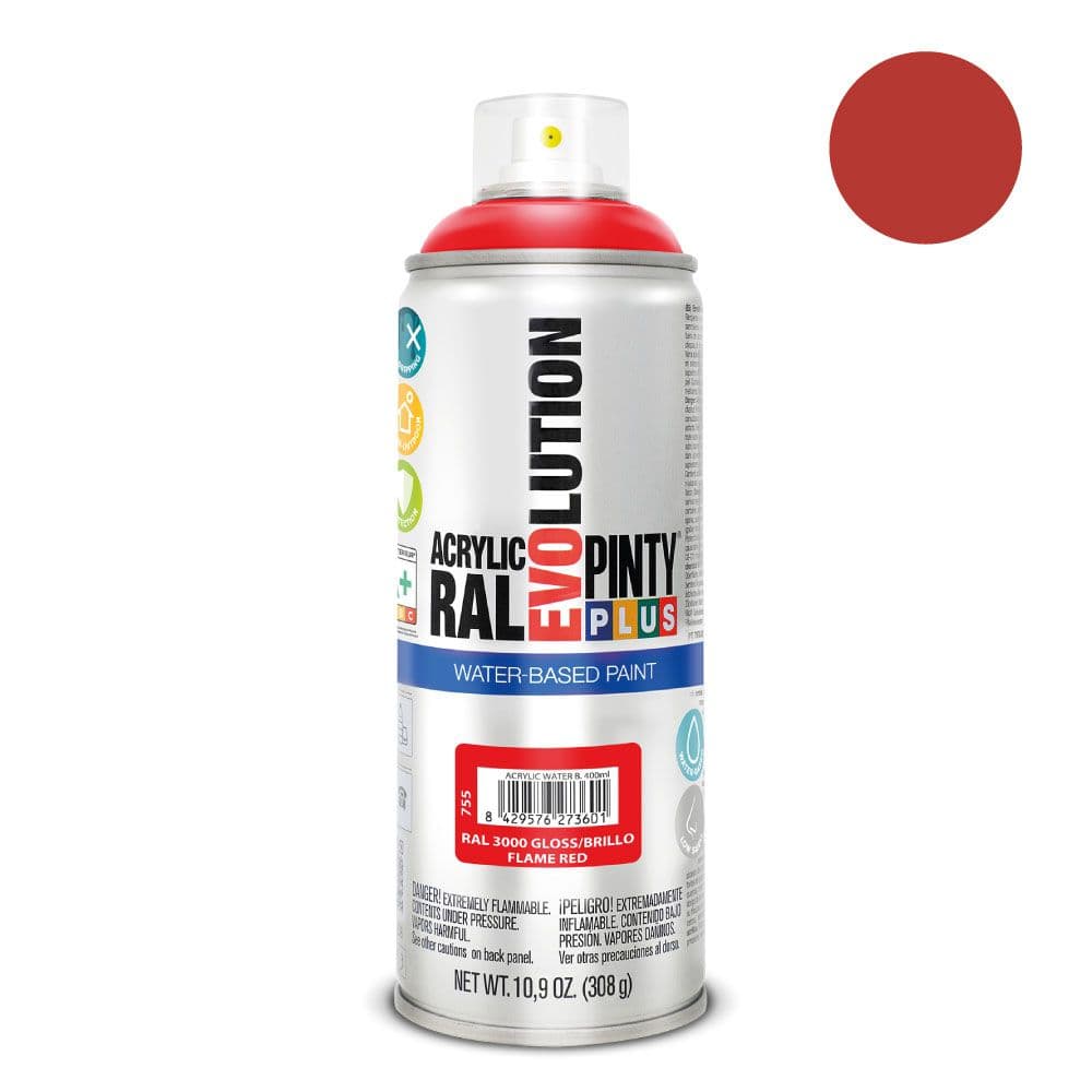 PINTURA ACRÍLICA SPRAY EVOLUTION WATER-BASED 520 cc RAL 3000 ROJO VIVO