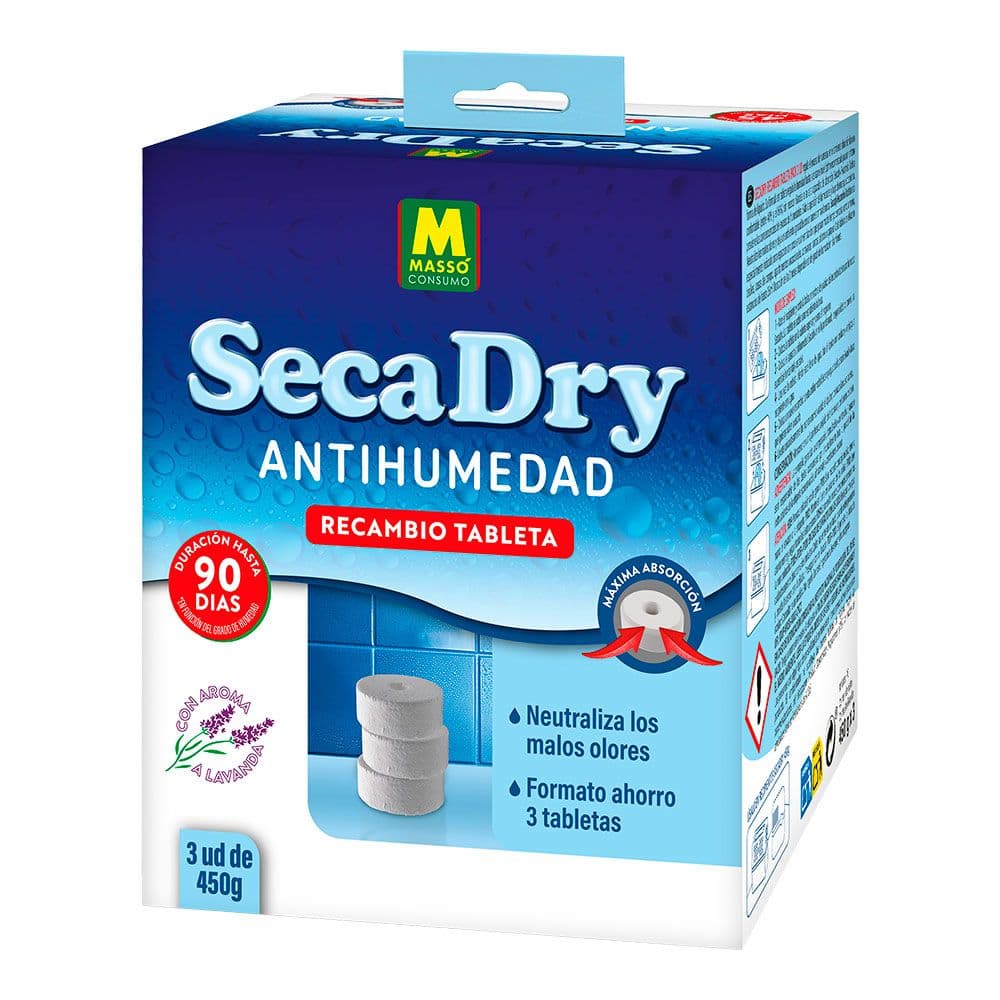 RECAMBIO SECADRY ANTIHUMEDAD TABLETA, 3 x 450 g